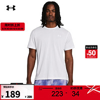 安德玛 UNDERARMOUR）春夏Streaker男子跑步运动短袖T恤1382582 白色100 XL