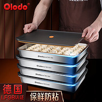 欧乐多（Olodo）德国饺子盒冰箱收纳盒304不锈钢冷冻饺子收纳盒水饺密封盒保鲜盒 饺子盒【可装50个大饺子】 1层