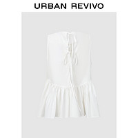 UR 2024夏季新款女装都市简约气质系带压褶罩衫衬衫UWU240070