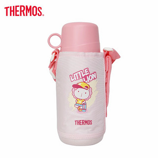 膳魔师（THERMOS）儿童吸管杯大容量保温保冷水杯便携水壶双盖带杯套 630ML粉色  630ml 粉色