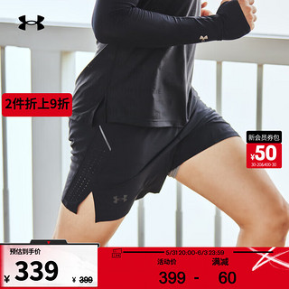 安德玛 UNDERARMOUR）春夏Launch男子5英寸跑步运动短裤1376509 黑色001 L