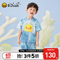 B.Duck【套装短袖+短裤】小黄鸭童装儿童套装男童短袖两件套宝宝夏装运 深海蓝 130cm