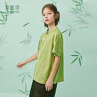 88VIP：植木 童装缎面盘扣立领男童衬衫2024夏装新儿童