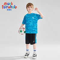 PLUS会员：马克华菲 儿童短袖套装 2024夏季 蓝色 150cm