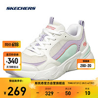 Skechers斯凯奇厚底老爹鞋运动鞋117042 WLVM白色/薰衣草色/薄荷绿 36 