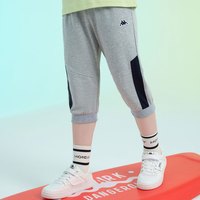 Kappa Kids卡帕中大童夏季短裤七分裤休闲运动2024年百搭男童松紧裤子 灰色 170