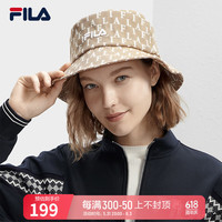 FILA 斐乐款圆帽2024春季时尚休闲遮阳帽渔夫帽盆帽 麦糁杏-LK XS