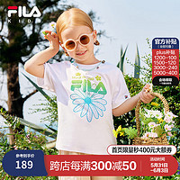 FILA【MARDI】斐乐儿童童装2024春季小童女童短袖T恤短T类 标准白-WT 165cm