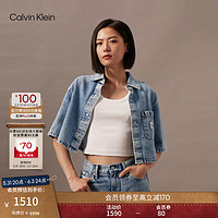 Calvin Klein Jeans24早秋女士复古经典ck布标贴袋短款牛仔衬衫J223959 1AA-牛仔浅蓝 XS