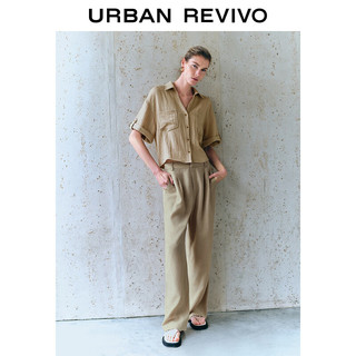 URBAN REVIVO 女装法式轻通勤气质垂感显瘦阔腿裤 UWH640034 卡其 XS