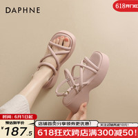 达芙妮(DAPHNE)厚底松糕凉鞋女2024夏季编织带外穿时尚沙滩鞋仙女风绝美凉鞋