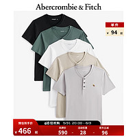 ABERCROMBIE & FITCHAF男装 24春夏小麋鹿亨利领短袖T恤套装（五件装）KI124-4177 黑色，白色，灰色，米色，绿色 L