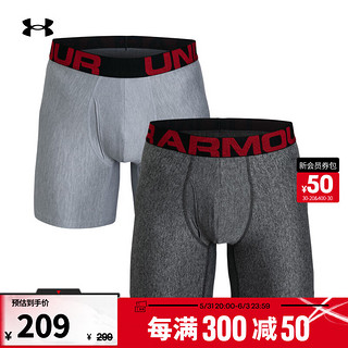 安德玛 官方UA Tech 6英寸男子运动内裤—2条装Under Armour1363619 灰色011 M