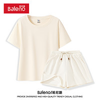 Baleno 班尼路 短袖短褲套裝女2024新款爆款夏季簡約百搭運動休閑兩件套女