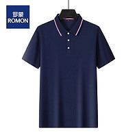 ROMON 罗蒙 夏季polo衫短袖男士翻领纯色T恤企业文化衫 藏青 3XL（150~175斤）