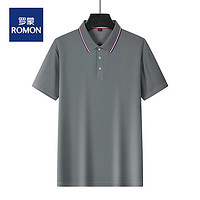 ROMON 罗蒙 夏季polo衫短袖男士翻领纯色T恤企业文化衫 灰色 3XL（150~175斤）