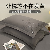 南极人（NanJiren）防汗防口水枕套一对装防头油纯棉全棉枕头套枕芯保护套隔脏内胆套 正灰【单只装】 防口水隔汗