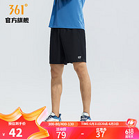 361° 361度運動褲男2024夏季新款運動短褲男子常規舒適褲子 超級黑 2XL