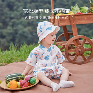 婴儿短袖连体衣夏季薄竹棉纱布哈衣新生儿和尚服宝宝爬服