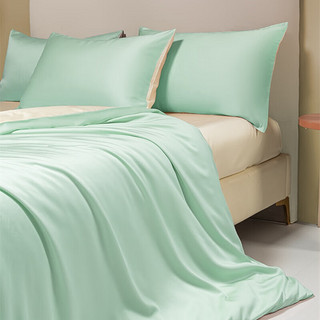 粤丝丽 天丝四件套纯色裸睡床上用品轻奢60支凉感舒适床单被套枕套