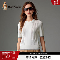Hush Puppies【商场同款】暇步士女装弹力舒适透气圆领衫短袖 奶昔白 L