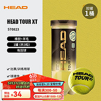 HEAD 海德 网球专业网球比赛训练球大师赛用球胶罐 TOUR 1筒 570823