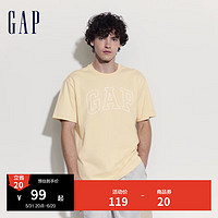 Gap男女装2024夏季纯棉字母logo圆领短袖T恤运动上衣A00818 黄色 165/84A(XS) 亚洲尺码