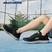 SKECHERS 斯凯奇 男渐变潮流透气轻质回弹跑步运动鞋232399 海军蓝色/黑色/NVBK 45.5