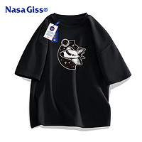 NASA GISS 潮牌t恤男夏季学生ins美式百搭纯棉短袖上衣设计感衣服 黑色 2XL
