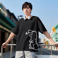 森马 Semir【纯棉t恤】夏季趣味恐龙图案宽松百搭通勤运动休闲男士短袖t恤