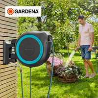 嘉丁拿水管车德国 GARDENA自动回收水管架壁挂式 红点大35米套装 红点自动回收水管车套装_35米