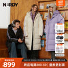 NERDY2023秋冬新品情侣同款NY双杠中长款连帽服宽松休闲保暖外套女 奶白色 