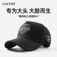 CACUSS帽子男士四季复古棒球帽刺绣高顶鸭舌帽大头围硬顶棉帽子BQ220622 黑色银字