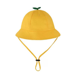 猪小耙（ZHUXIAOPA）圆顶儿童太阳帽纯棉日系帽子舒适透气幼儿园小黄帽 小绿芽黄色 XL码58cm（成人）