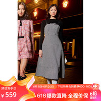 欧时力 黑标系列 小香风千鸟格吊带连衣裙 春装a字复古 黑色 XS