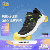 Skechers斯凯奇大童透气网面童鞋轻便男童运动鞋休闲儿童跑步鞋405233L 黑色/柠檬色/BKLM 39