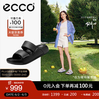 爱步（ECCO）拖鞋女外穿居家两用 24年夏季软底泡芙鞋一字凉拖 科摩206663 黑色20666301001 37