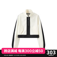 太平鸟【商场同款】太平鸟女装秋季新款撞色短外套A3BBD3307 米白