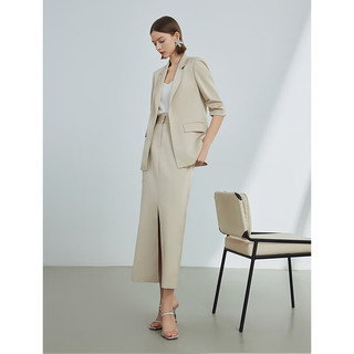 朗姿法式高腰直筒设计感西装半身长裙女2024年夏季新款气质半身裙