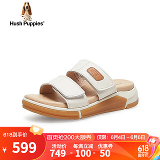 暇步士（Hush Puppies）拖鞋女士外穿勃肯一字拖厚底凉鞋U3Q02BT3 白色 35