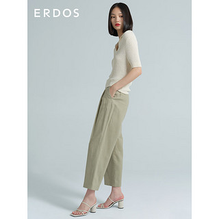 ERDOS 春夏棉麻宽松版萝卜裤女九分休闲裤 无花果叶 155/64A/S