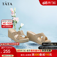 他她(TATA)百搭坡跟拖鞋女时尚松糕鞋女凉鞋