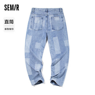 森马（Semir）牛仔裤男夏经典复古水洗直筒长裤精致刺绣简约纯棉 牛仔浅蓝88101 28