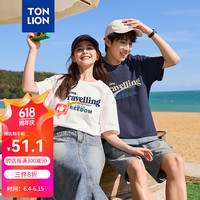唐狮 TONLION2024夏季新款情侣字母印花圆领宽松短袖T恤TB