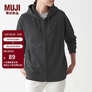 无印良品（MUJI）男女通用 紧密织 毛圈棉 拉链连帽衫 男式女式无性别 ABI05A1A 深灰色 L-XL (180/104A)