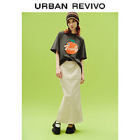 URBAN REVIVO UR2024夏季新款女装温柔气质开衩半裙UWU540044# 米白(预售) XL