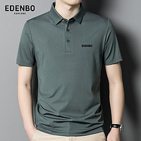 Edenbo 爱登堡 短袖T恤男冰丝商务休闲翻领POLO男绿色175/92A(XL)