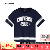 Converse匡威儿童套装男童T恤短袖短裤2024夏季薄款中大童夏装运动2件套 藏青蓝 110/52