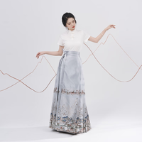 织造司一鹿莲生织造司原创明制汉服女款马面裙上衣内搭打底白T短袖体恤 两件套（金影昙花白色马面裙） M