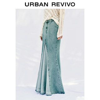 URBAN REVIVO 设计师系列 夏季女士鱼尾牛仔半裙 UWA840012 烟青蓝 XL